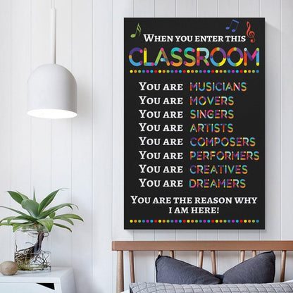 LINWDSB Teacher Wall Art Decor Poster Signs,Music Room, When You Enter This Classroom You Are Musicians Unframed, Music Classroom Supplies Unframe style-9 16x24inch(40x60cm)
