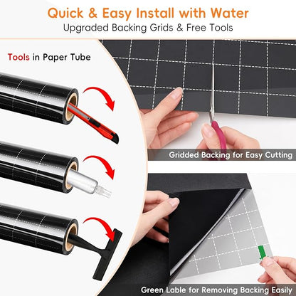 Blackout Window Privacy Film, Removable Window Cover Static Cling, Darkening Light Heat Blocking, Window Tint for Home Garage Bedroom Day Sleep, Black 29.5 Inch * 78.74 Inch