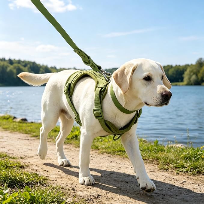 4-in-1 No Pull Dog Harness Set with Collar, Leash, Poop Bag, Adjustable, M