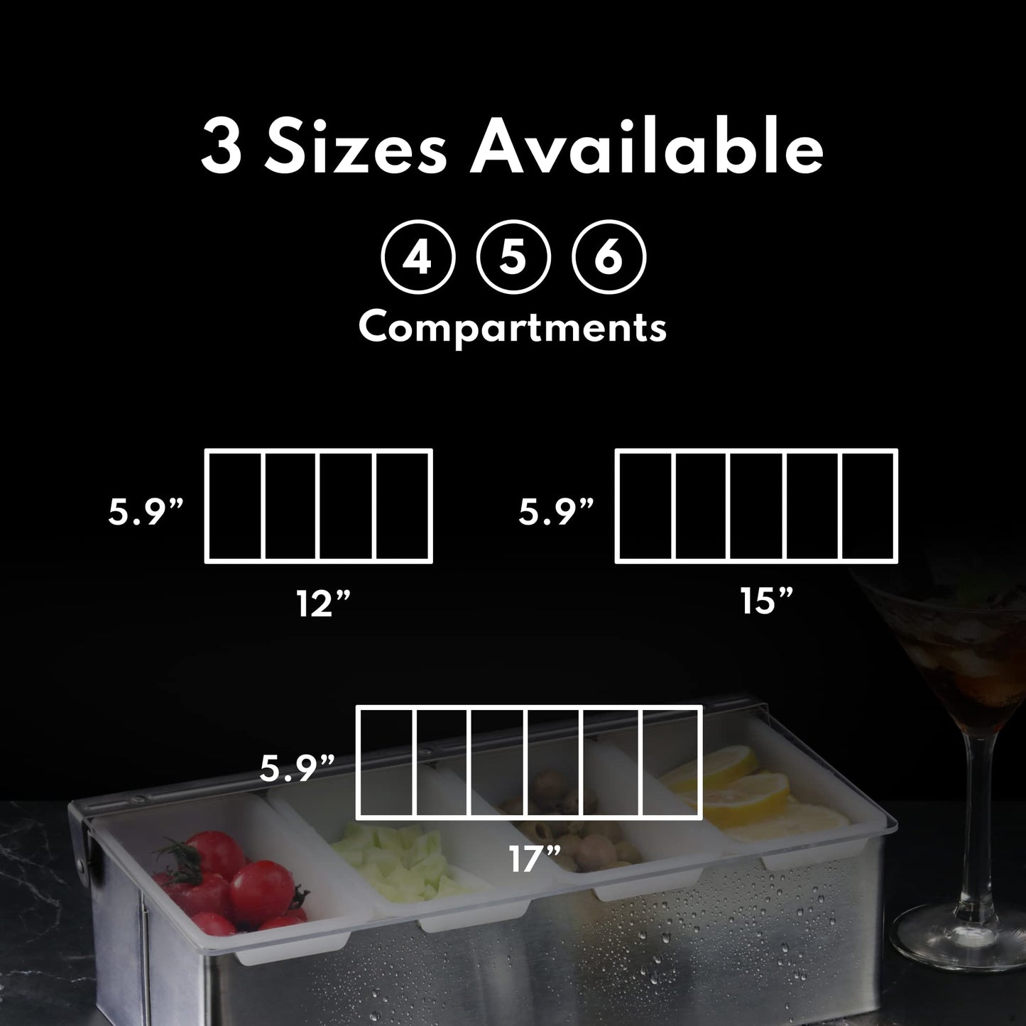 New Star Foodservice Multi-Compartment Restaurant-Grade Condiment Dispensers with 3 Compartments, Silver, Stainless Steel