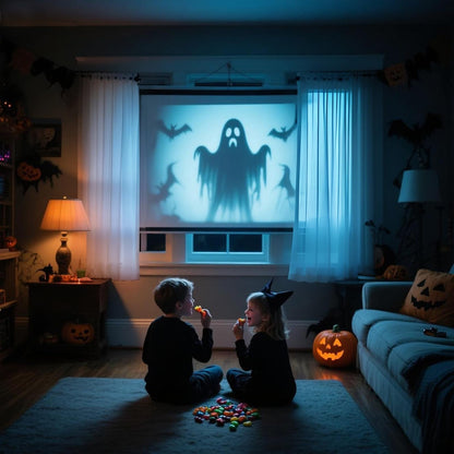 AAJK 80in Holographic Rear Projection Screen, Portable Window Projector Screen, Outdoor Projection Screens Fabric 75"x45" for Christmas and Halloween Videos with Mounting Kit