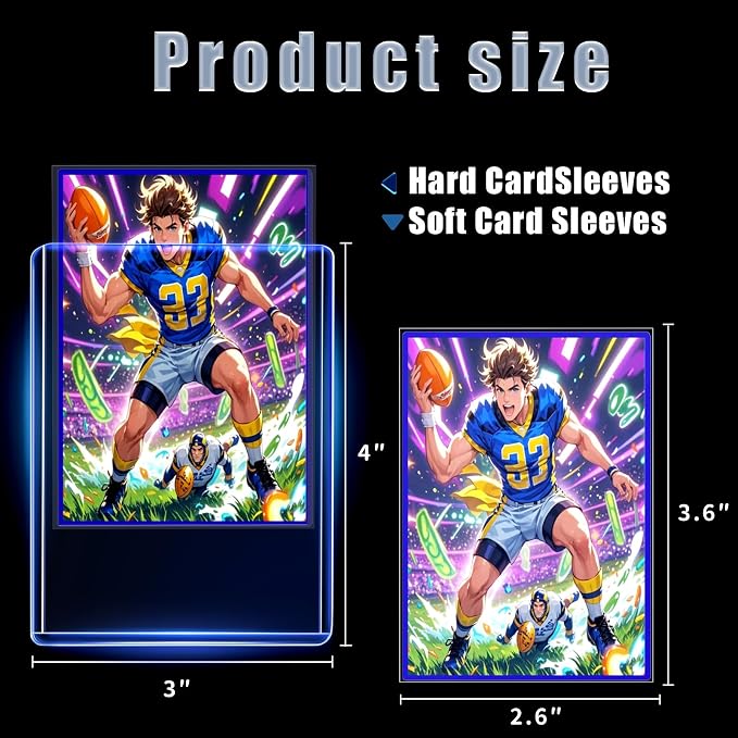 2000 Card Sleeves Toploads for Cards,3" x 4" Baseball Card Protectors,Premium Standard Size Trading Hard Plastic Card Holder for Sports Football Cards(1000 Hard Protectors +1000 Soft Sleeves)