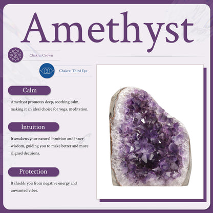 Sportmusies Natural Amethyst Cluster Specimen Home Desk Decoration, Irregular-Shaped Raw Geode Crystal for Meditation Healing, 2.36-4.72 inches