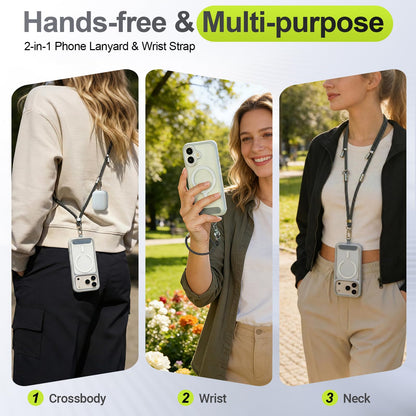 ZOYTONE Phone Lanyard & Phone Wrist Strap, 3 in 1 Adjustable Anti Theft Phone Strap for Cell Phone Lanyard, Convertible Crossbody Strap with Locking Knob for Travel Hiking Cycling Climbing (Black)