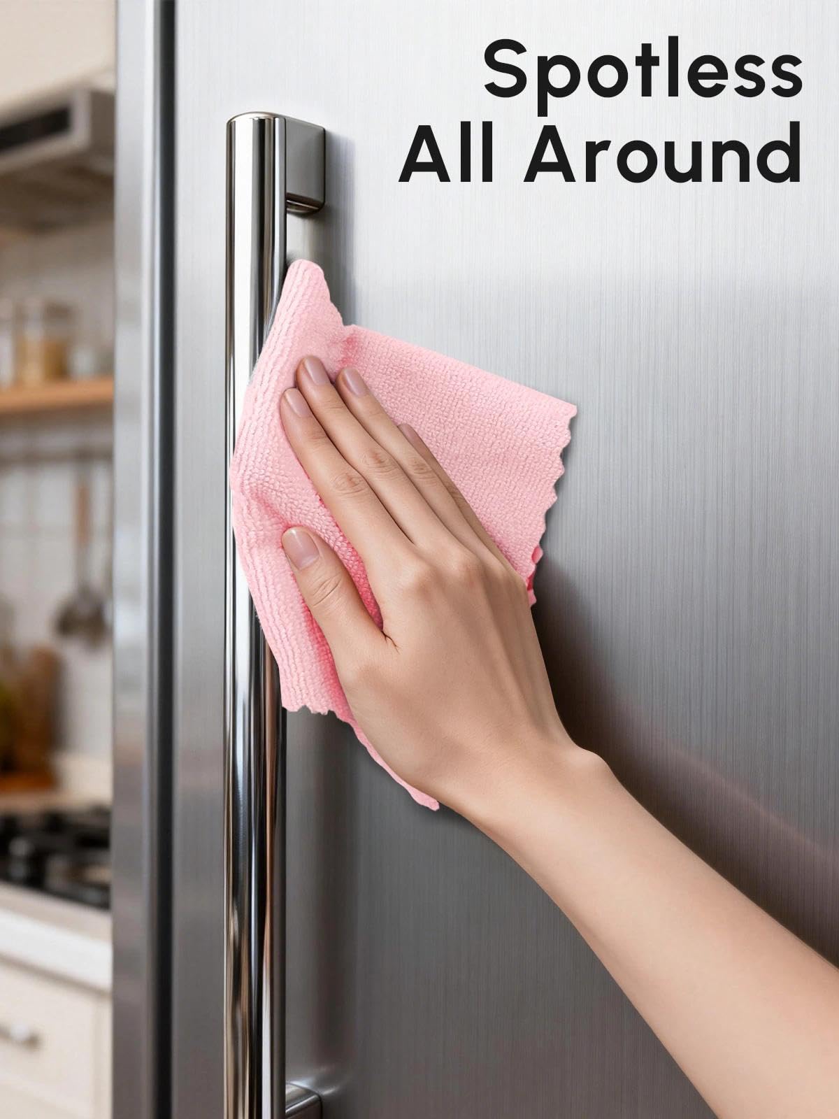 SOOWASH Microfiber Cleaning Cloths Roll, 75 Pack Tear Away Microfiber Towels Roll, 12" x 12" Lint Free Rags, Reusable Cleaning Cloths, Washable, Scratch Free,Ultra Absorbent Dish Rags(Pink)