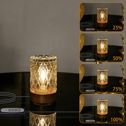 CZSHCKJYXGS Night Lamp for Adult, Mood Lighting, Dimmable Night Light with Timer, Nightstand Lamp, Adjustable Brightness, Mini Bedroom Lamp (Cylindrical Rhombus Pattern)