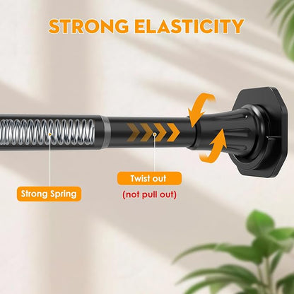 1.1 Inch Diameter Tension Closet Rods for Hanging Clothes 32-85 Inch, Adjustable Pole Closet to Hang Clothes, Heavy Duty Closet bar for Wardrobes with No Drilling Holder, Matte Black