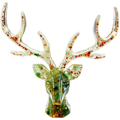 CaxyKyx Deer Head Statue Crystal Stone Small Collectable Animal Figurines Shelf Table Decor Great Gift Green Aventurine