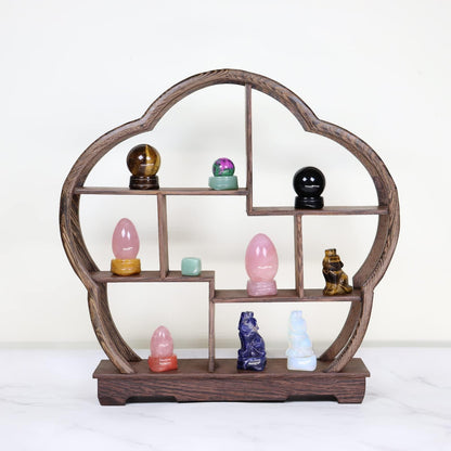 Wemeki Gemstone Sphere Stands Mix 6PCS, Crystal Display Stand, Hand Carved Natural Mini Display Stand Base Stone for Gemstone Egg, Crystal Balls, Sphere Home Decor(Base Only)