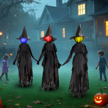 DR.DUDU 6 FT Light up Witch Stakes Halloween Yard Decorations, Set of 3