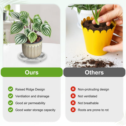 M METERXITY 2-Pack Plant Saucer, 6.3 Inch/16 cm Plastic Plant Trays Thicker for Pots/Indoor/Outdoor/Water Drainage and Protection, Flowerpot Drip Tray [Gray Veins]