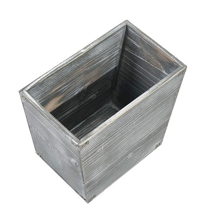 Grey Farmhouse Style Torched Wood Trash Can Waste Bin with Decorative Metal Brackets Trash Can for Bedroom,Living Room, Bathroom & Office (Gray)