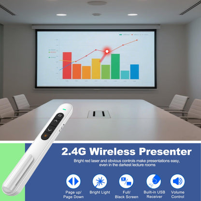 QUI Presenter Clicker Bundle | Pen-Shaped USB A White & Remote-Shaped USB A Black