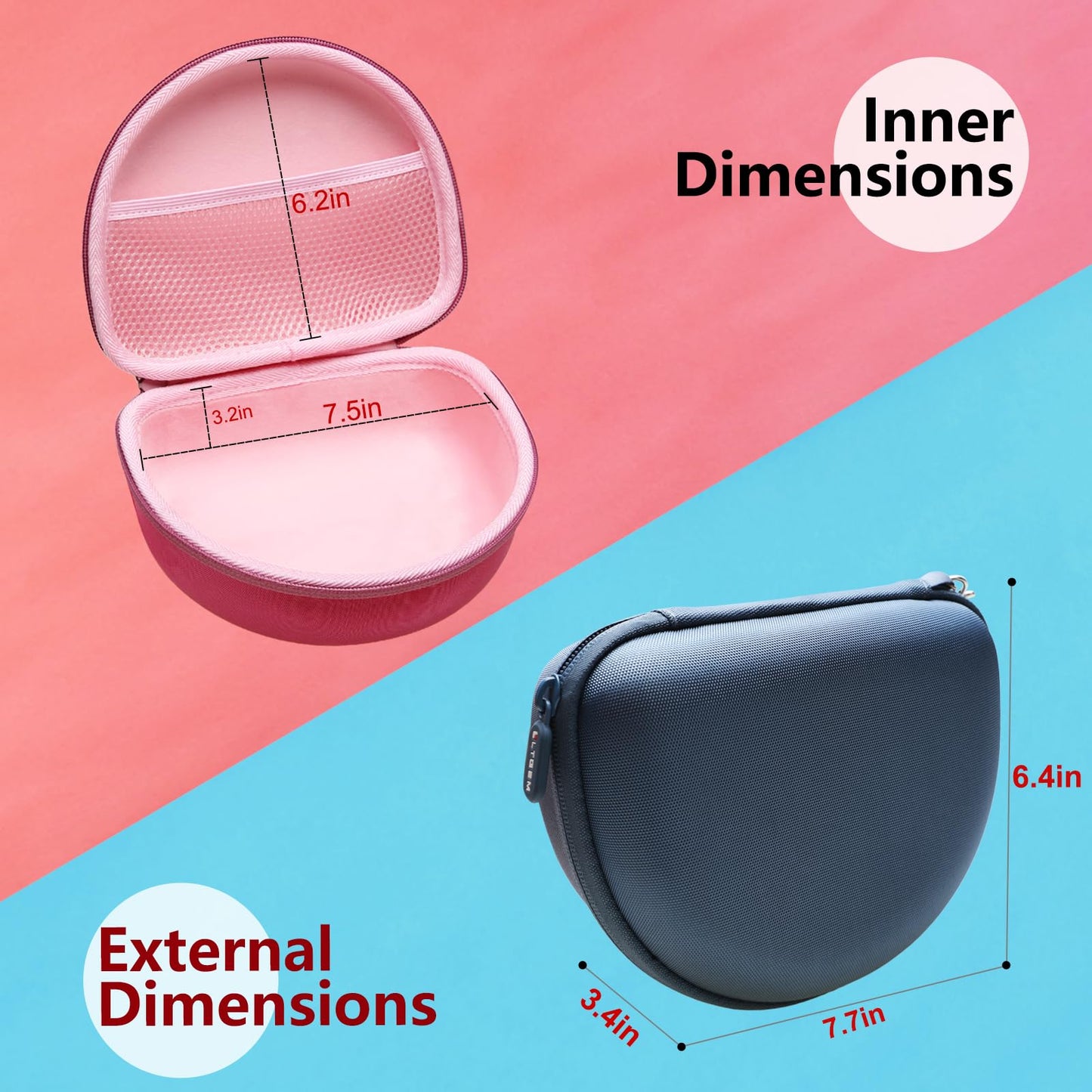 Headphone Case Compatible with Beats Studio Pro/Solo 4 / Studio 3 / Solo 3 / Picun B8 / BERIBES/JLab JBuds Lux ANC Wireless Bluetooth Noise Cancelling Headphones, Black(Case Only)