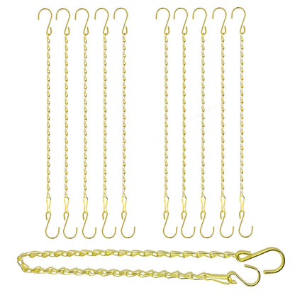 RIFNY Gold Chain for Hanging Plants, 24 Inch Small Plant Chains for Hanging Baskets Kits with Hooks for Bird Feeders Planters Billboards Lanterns Wind Chimes Ornaments Outdoor/Indoor Use (10 PCS)