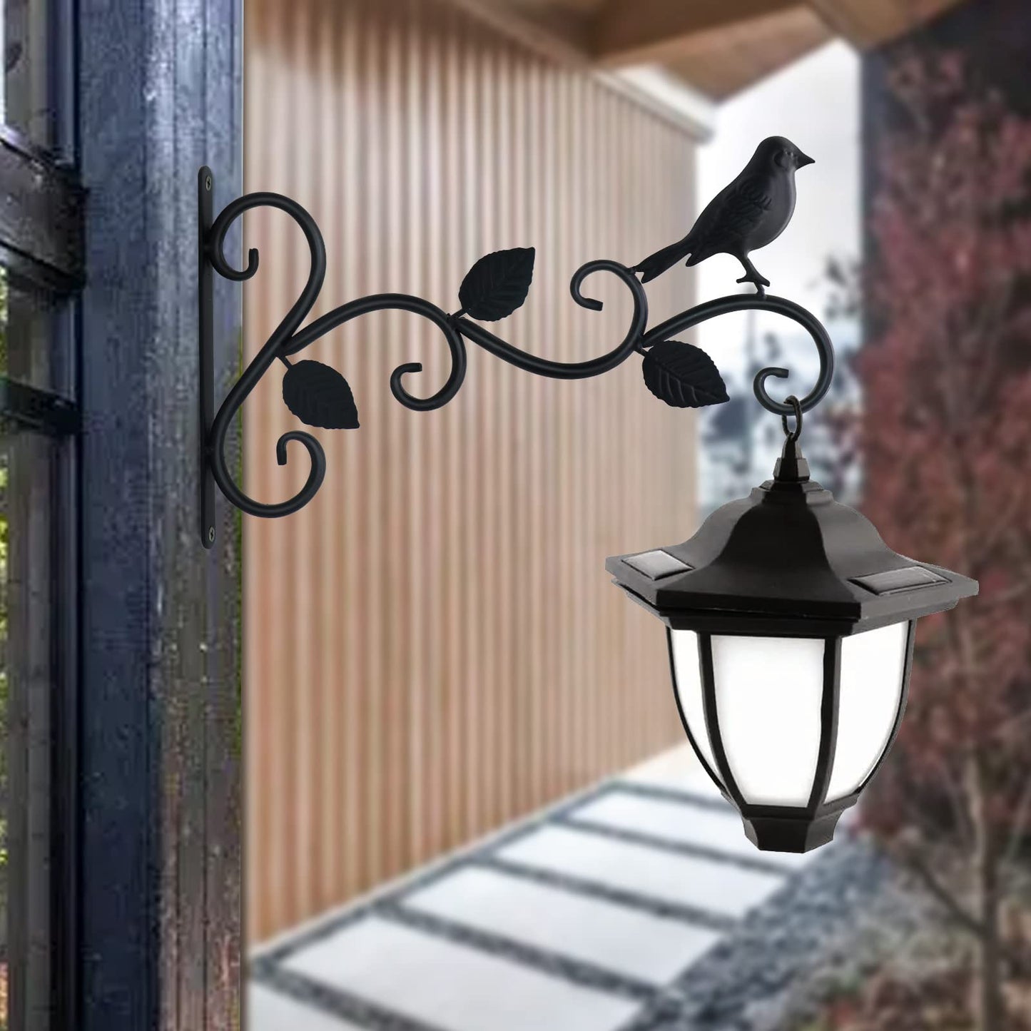 JIALAI HOME Hanging Plants Bracket 12" Bird Planter Outdoor Hooks Hangers for Flower Baskets Pot Bird Feeder Wind Chimes Lanterns Patio Garden Outdoor Indoor Metal Black, 2 Pack