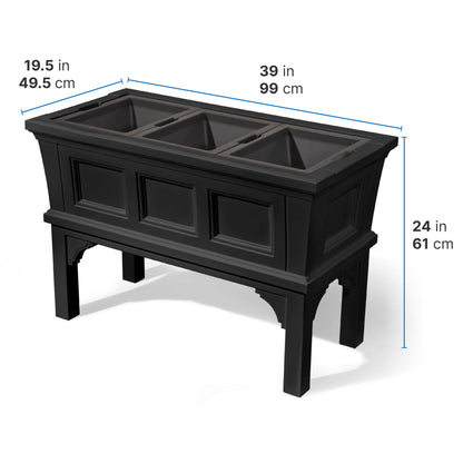 Step2 Atherton Raised Planter Box, Large Planters for Outdoor Plants, Gardening and Flower Pot for Patio or Porch, Easy Drainage, Durable Plastic, Onyx Black