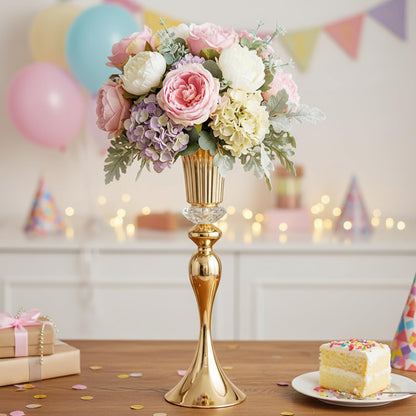 Metal Wedding Flower Vases for Tables - 22" Tall Elegant Table Centerpiece Vases, Gold Trumpet Flower Stands for Anniversary Ceremony Birthday Party Event Wedding Home Decorations (2, Gold)