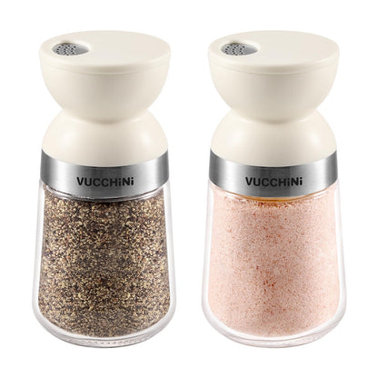 Vucchini Salt and Pepper Shaker Set 3 Adjustable Pour Holes, Dishwasher Safe, 5oz Large Capacity Spice Shaker for Kitchen & Camping (Cream)