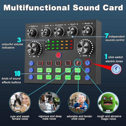 V8s for 2, V8s Voice Changer with BM-800 Podcast Microphone Bundle - Studio Condenser Microphone Perfect for Podcasting, Recording, Singing, Streaming and Gaming