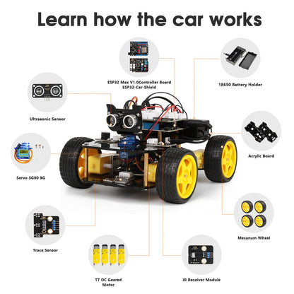 ACEBOTT Robotics Kit for Kids Ages 8-12 12-16, Smart Robot Car Kit Compatible with Arduino & Scratch, STEM Toys Coding Robot Kit with App Control, STEM Gifts for Kids and Teens