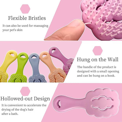 Cloud-Shaped Soft Bristle Small Dog Brush - Hollow Back Design for Easy Grooming - Ideal for Yorkie, Shih Tzu, Maltese Maltipoo Pomeranian- Puppy Essentials , Pet Hair Removal Essentials (Purple)