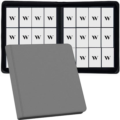 12 Pocket Card Binder, 720 Pockets PU Leather Zipper Trading Card Collection Album, Side-Loading Card Storage Folders for MTG, TCG, Game/Sport Crads (Grey, 12 Pockets)