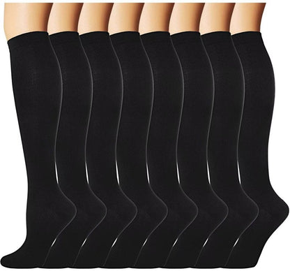 Double Couple 8 Pairs Compression Socks Men Women Knee High Compression Stockings for Sports Support Socks