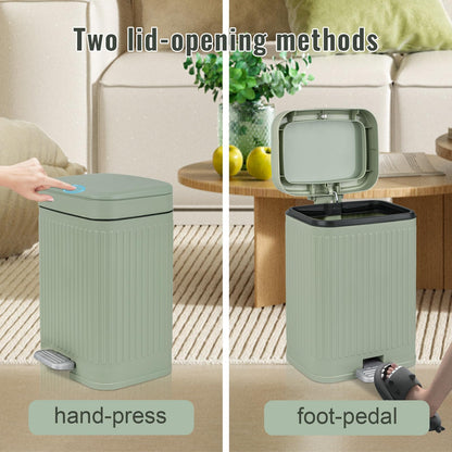 rejomiik Small Bathroom Trash Can with Lid 2.1 Gallon Soft Close Step Slim Garbage Can Waste Bin for Office, Bedroom, Kitchen, Light Green