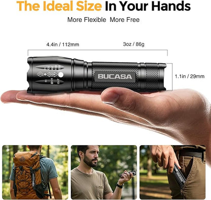 BUCASA Rechargeable Flashlights High Lumens 6 Pack, Brighter Small Flashlight Powerful Tactical Flashlights Rechargeable, Waterproof LED Flashlight with 3 Zoomable Modes for Camping Emergency