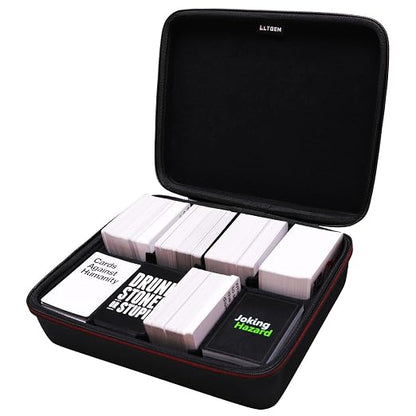 LTGEM Card Game Case Fits 2300+ Cards Compatible with Cards Against Humanity/Magic the Gathering/UNO/Pokemen/Baseball/Football Cards with 6 Moveable Dividers (2 Row) - Black