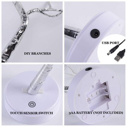 20" Bonsai Fairy Spirit Tree Light with 108 LED, DIY Artificial Tree Lamp, Battery/USB Operated, Aesthetic Lamps for Living Room Bedroom Christmas Party Home Gifts Room Decor (Warm White)