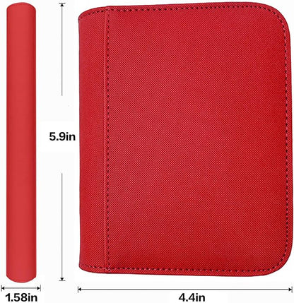 Ringless Card Binder for Trading Cards - 40 Pocket Side-Loading Card Album with 20 Sleeves, Lightweight Zipper Storage Folders for TCG, MTG, Sports Cards (Baseball, Football) (Red)