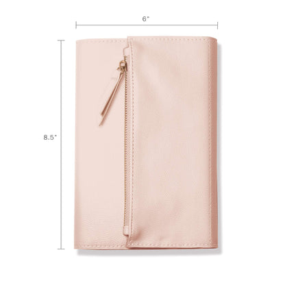 Fringe Vegan Leather Clutch Paperback Journal Encased In Soft Cover with Zippered Pouch Flap Closure, 240 Lined Sheets 6 x 8.5 Inches, Blush (135006)