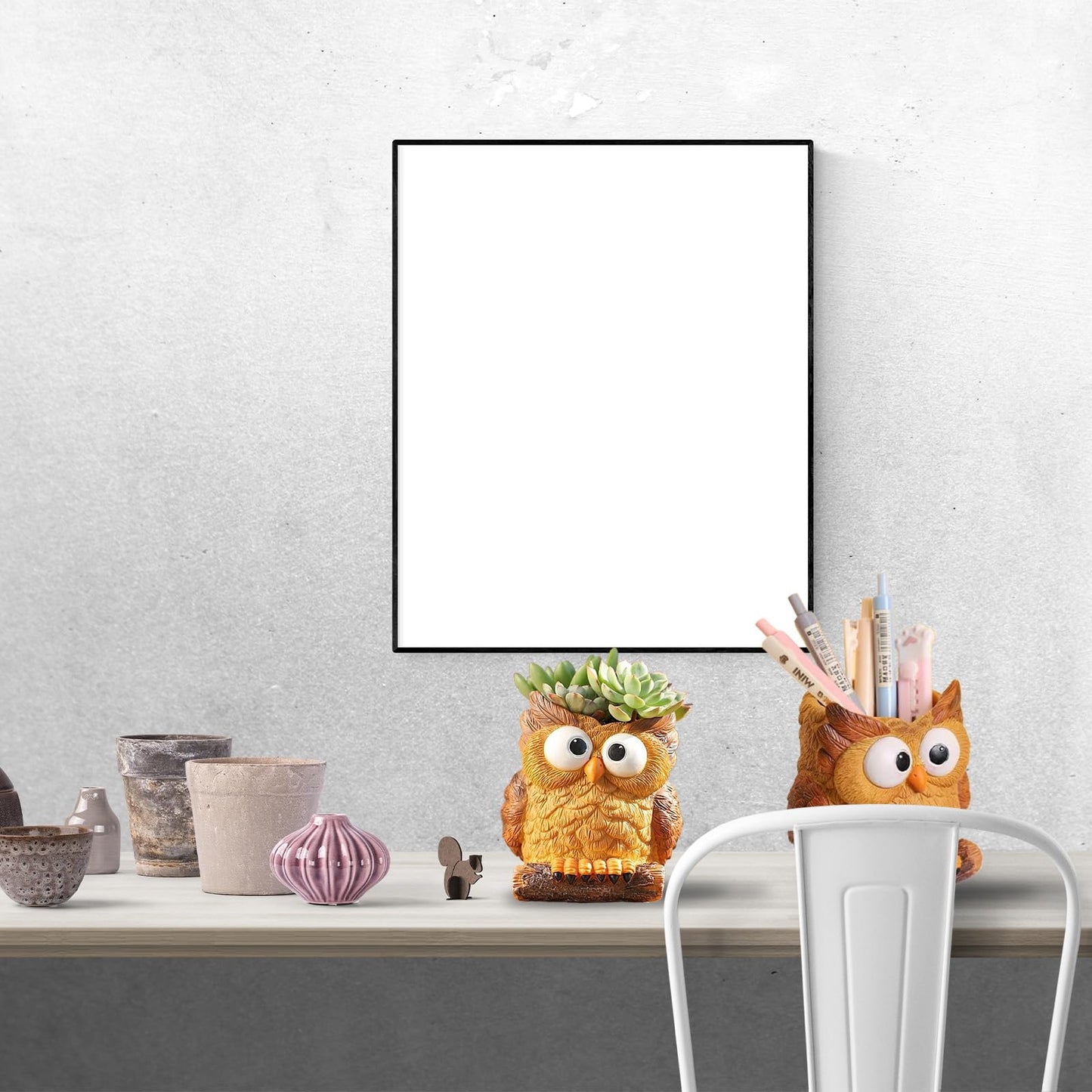 Funducts Cute Resin Succulent Owl Garden Pot, Cute Planting Pot, Indoor Plant Pot for Flowers & Herbs, Home Desktop Office Windowsill Decoration Gift. (Tree Eye)