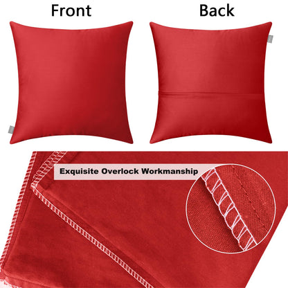 Thmyo 2 Pack Cotton Solid Decorative Square Throw Pillow Covers Christmas DIY Throw Pillowcase Blank Sublimation Pillow Cases Heat Transfer Pillow Covers Cushion Covers(20x20 inch/50x50cm, Red)