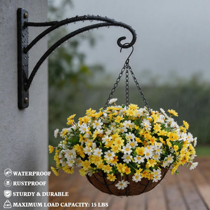 Hanging Plant Brackets, Pack of 2 Iron Hanging Basket Bracket Durable Weather-Resistant Outdoor Plant Hooks for Hanging Plant Lantern Windchime Birdhouse Metal Sign Fruit Bracket, Screw Included