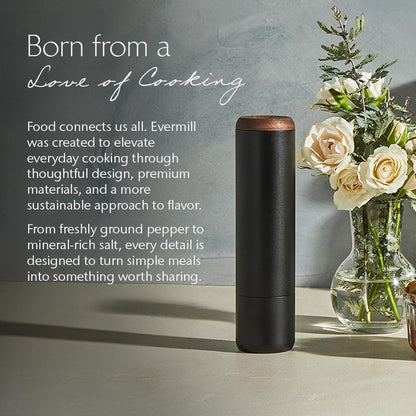 Evermill Salt Mill – Premium Adjustable Salt Grinder with Ceramic Grinder Core – Refillable Manual Salt Grinder with Himalayan Pink Salt – Anodized Aluminum (Silver)