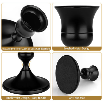 Black Candle Holder Taper Candle Holders, Set of 6 Candlestick Holders Decor for Home Decor, Metal Taper Candleholder for Fall Thanksgiving Halloween Christmas Table Fireplace Decor