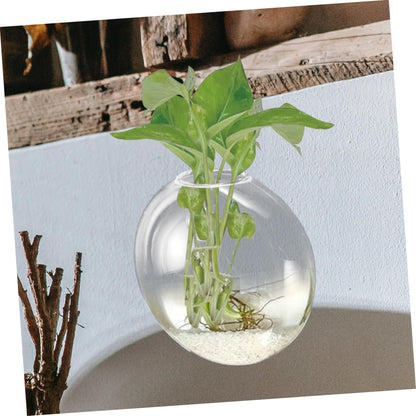 OUNONA Wall Hanging Hydroponic Glass Terrarium Planter Transparent Wall Flower Vase Space Saving Decorative Bottle for Small Apartments and Indoor Plants