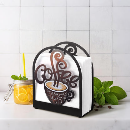 Cinnvoice Coffee Metal Napkin Holder Kitchen Decorative Paper Towel Stand Small Napkins Holder for Coffee Bar Tabletop Tissue Stand Countertop Decor Gifts for Rustic Farmhouse Housewarming