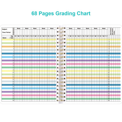 Ceiba Tree Undated Teacher Planner Lesson Planner and Record Book 8.5x11 inch Gradebook Attendance Book 10 Months 50 Weeks Lesson Plan 5 Sheet Teacher Planner Stickers