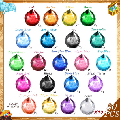 Didaey 30 Pack Crystal Ball 20 mm Prism Suncatcher Sun Catchers Hanging Crystals Prisms for Windows Gift Feng Shui (Multicolor)