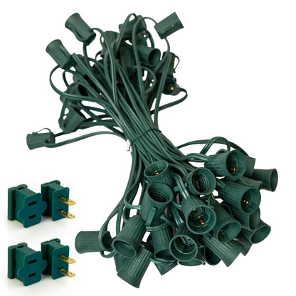 Christmas Designers Pro Christmas C9 Light Cord, 50 ft, 40 Bulb Sockets, 15in Spacing, Green Wire, Outdoor Holiday Decor