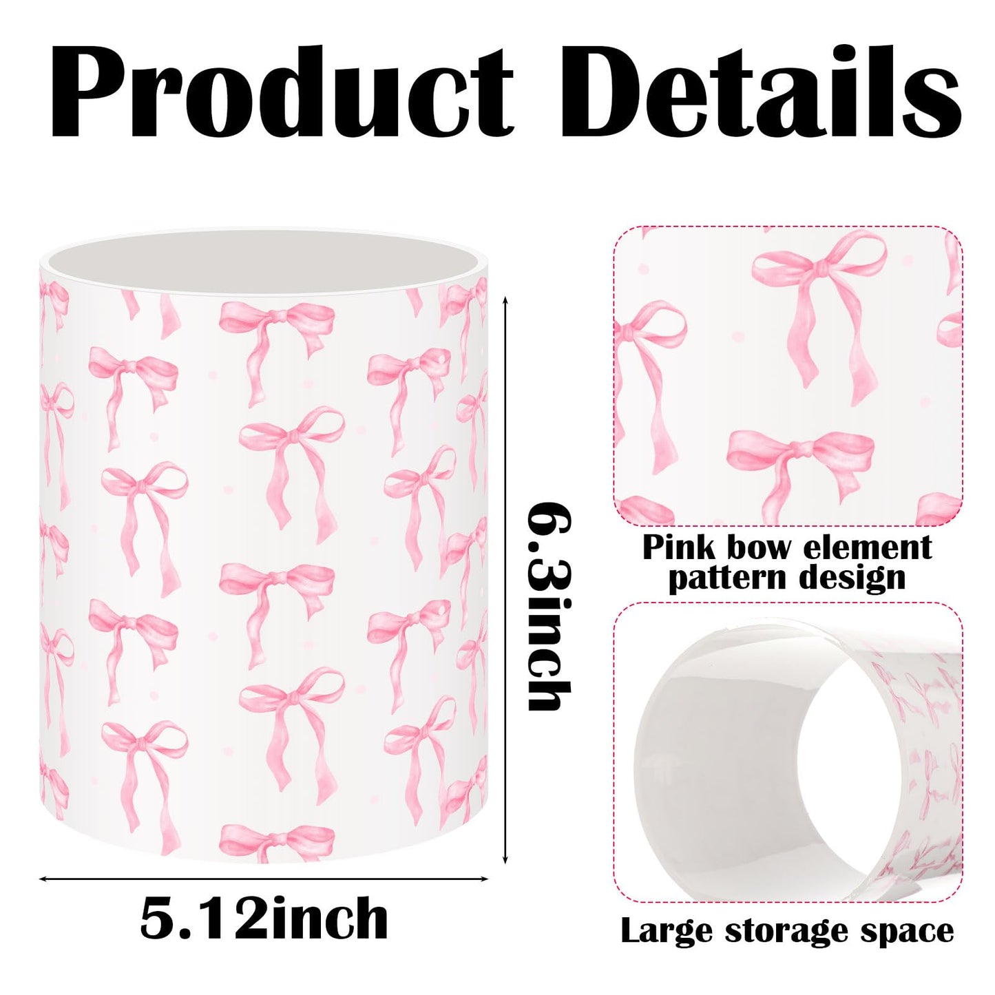WILLBOND Pink Bow Utensil Holder Coquette Acrylic Kitchen Decor Cooking Utensil Crock Preppy Storage Caddy Organizer Vase Decor for Kitchen Countertop Spoon Holder Jar Housewarming Gift