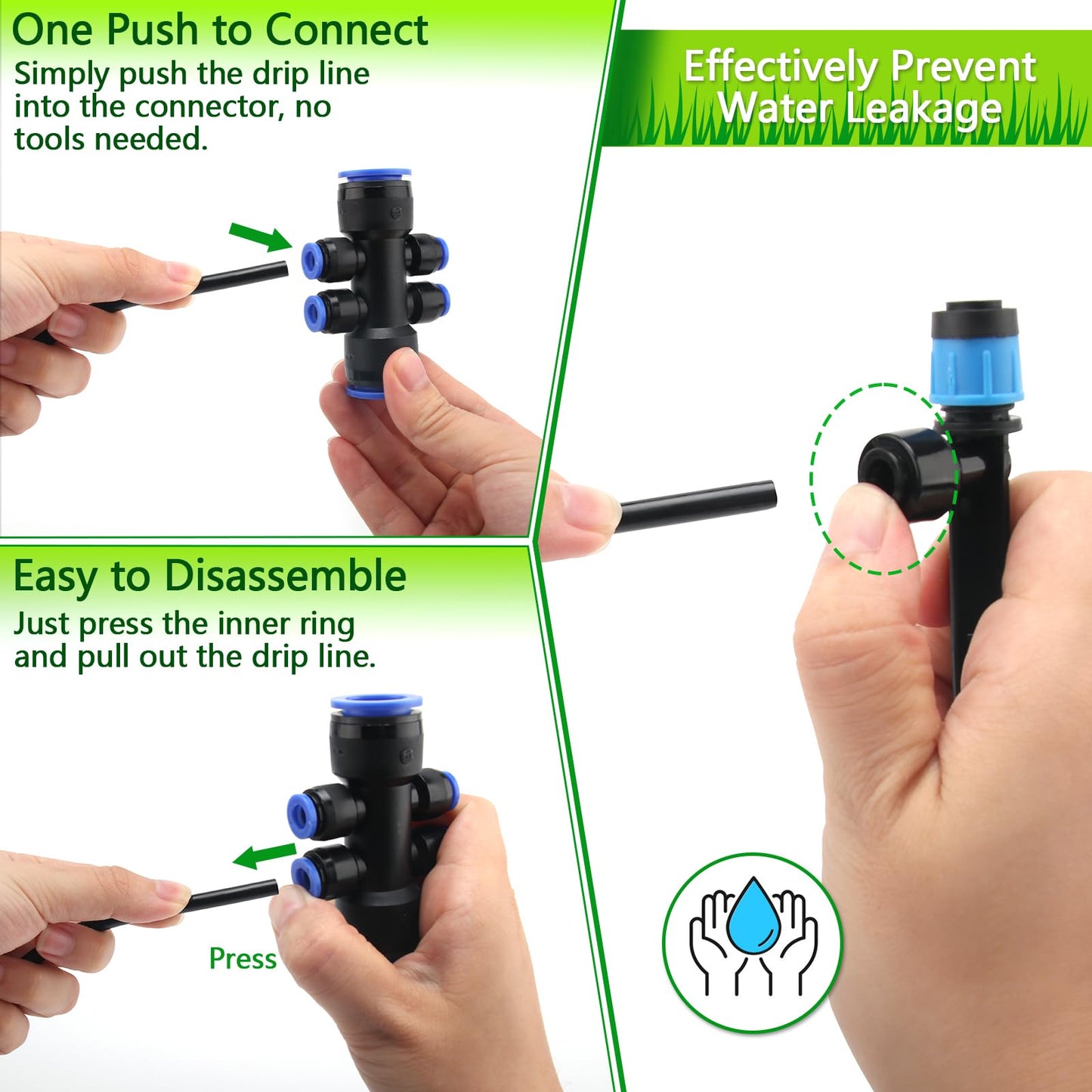 230FT Quick-Connect Drip Irrigation System Kit - 33FT 1/2" Main Tube & 197FT 1/4" Drip Line, Automatic Garden Watering System with Adjustable Emitters & Nozzles for Garden, Greenhouse, Yard, Lawn