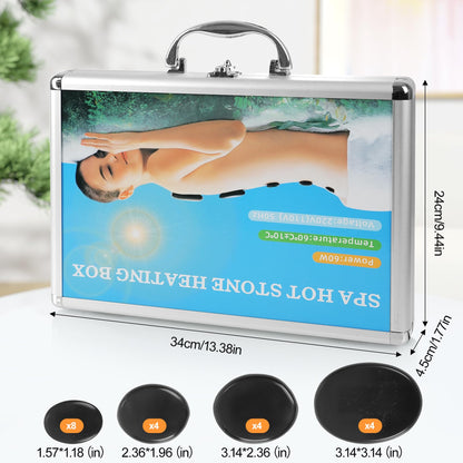 Hot Stones Massage Warmer Kit, 20Pcs Hot Stones Massage Set Portable Hot Stone with Heater, Basalt Hot Rocks Massage Stone, Professional Massage Tools for or Home SPA, Relaxing, Healing, Pain Relief