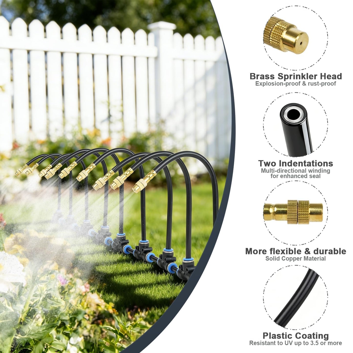 50ft Drip Irrigation System, Automatic Garden Watering System with 16 Adjustable Sprinkler Nozzles, Irrigation Hose Kit for Yard, Lawn, Plants, Atomizing System