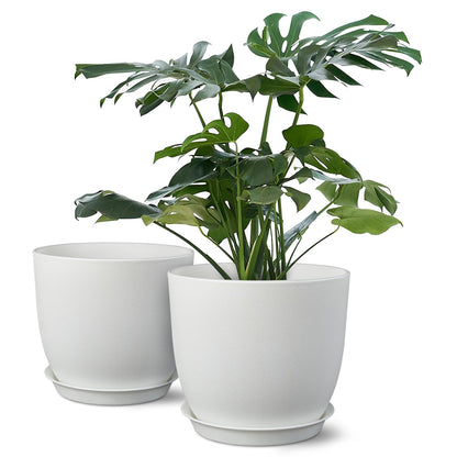 Plant Pots 8 Inch Set of 2, Flower Pots with Multi Mesh Drainage Holes