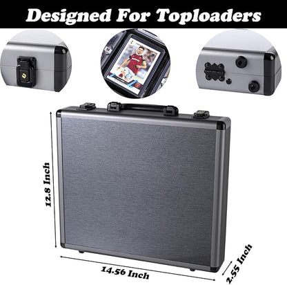 Azamou Toploader Binder for Trading Cards, Hard Cases, Holds 216 Toploaders, 9 Pocket Sleeves for 3" x 4" Cards (Gray 216-Toploaders)